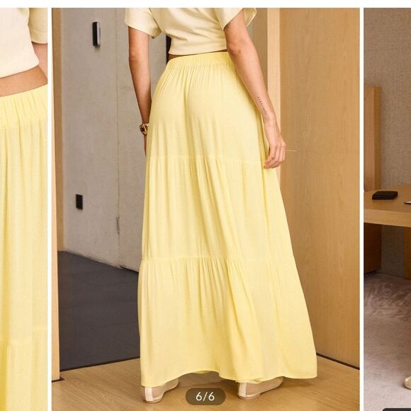 Commense Semi-Sheer Tiered Maxi Skirt with Elastic Waist NWT MEDIUM - Picture 6 of 7